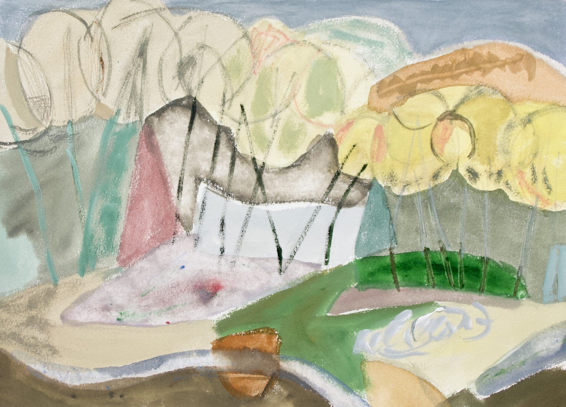 abstract landscape with soft trees