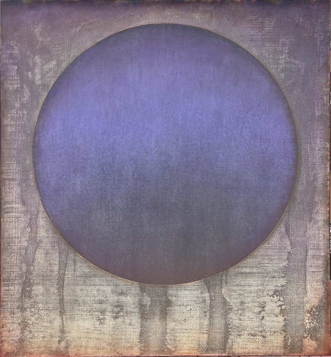 abstract painting with lavendar circle